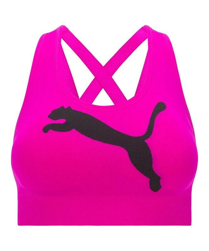 Pastel Pink Big Cat Criss-Cross Back Seamless Sports Bra - Plus Too