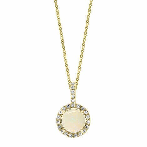 Australian Opal and Diamond 14kt Yellow Gold Pendant