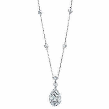 Round Brilliant 1.30 ctw VS2 Clarity, I Color Diamond 14kt White Gold Tear Drop Necklace