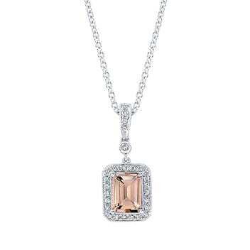 Morganite and Diamond 14kt White Gold Pendant