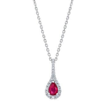 Ruby and Diamond 14kt White Gold Pendant