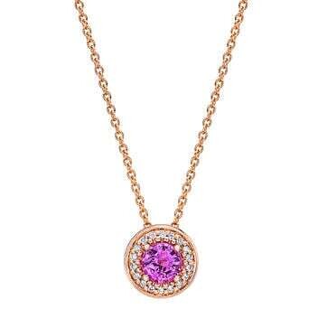 Pink Sapphire and Diamond 14kt Rose Gold Pendant