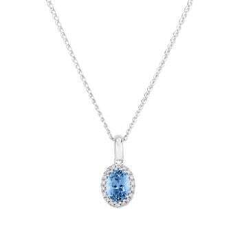 Santa Maria Aquamarine and Diamond 14kt White Gold Pendant