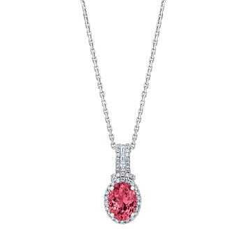 Pink Tourmaline and Diamond 14kt White Gold Pendant