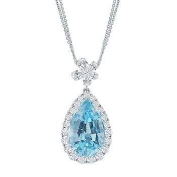 Pear Shape 10.70 ct Aquamarine & Diamond 18kt White Gold Pendant