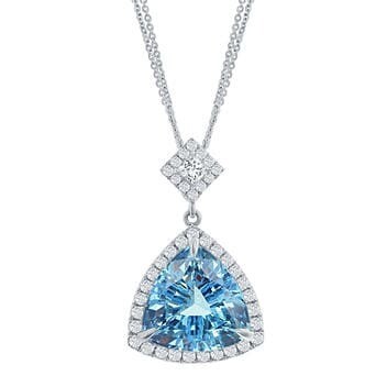Trillion Cut 7.38 ct Aquamarine & Diamond 18kt White Gold Pendant