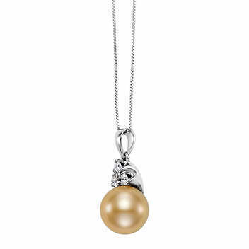 South Sea Cultured 10-11mm Golden Pearl & Diamond 14kt White Gold Pendant South Sea Cultured 10-11mm Golden Pearl & Diamond 14kt White Gold Pendant