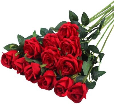 Hawesome 12PCS Artificial Silk Flowers Realistic Roses