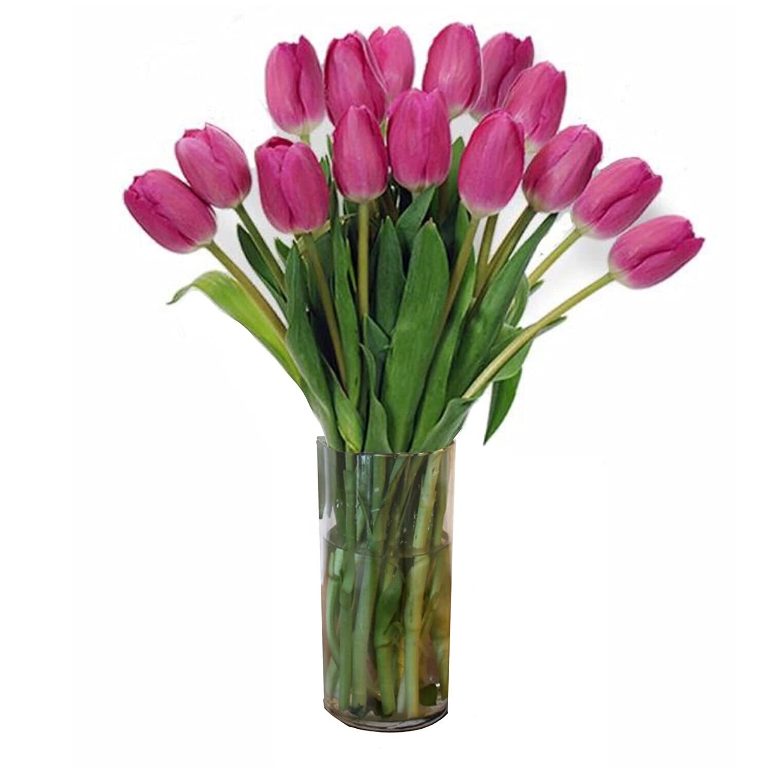 SBarn- 15 Pretty in Pink Tulips - Vase Included SBarn- 15 Pretty in Pink Tulips - Vase Included