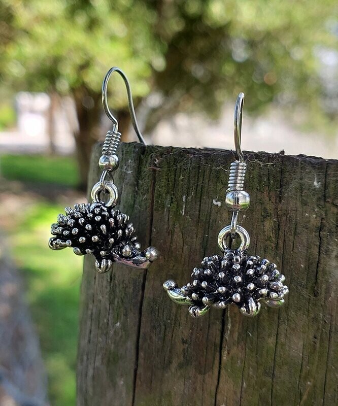 Silvertone Hedgehog Drop Earrings