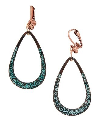 Green Patina Celtic Spiral Clip-On Earrings Green Patina Celtic Spiral Clip-On Earrings