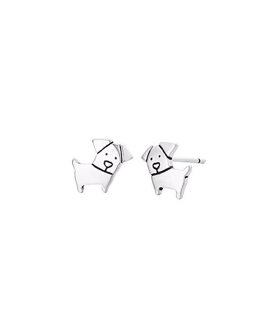 Sterling Silver Puppy Stud Earrings