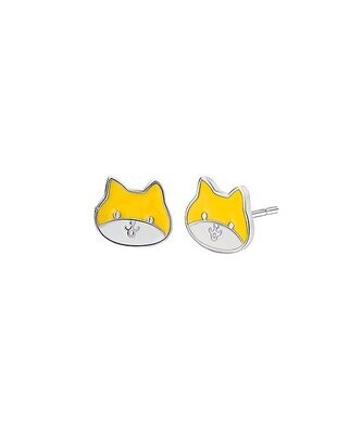Sterling Silver Yellow Kitty Stud Earrings