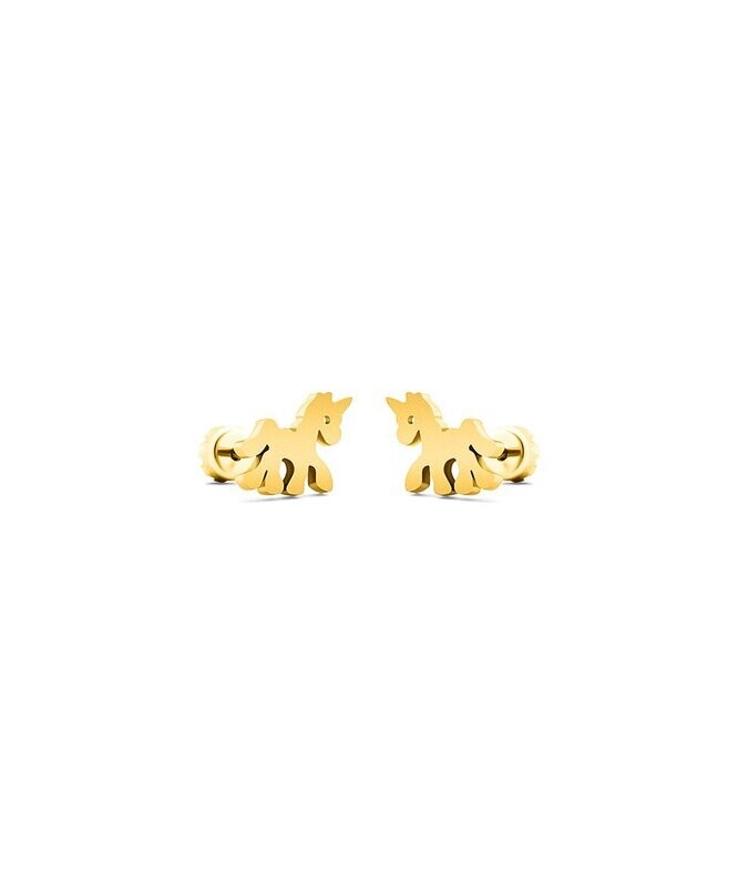 Goldtone Unicorn Stud Earrings