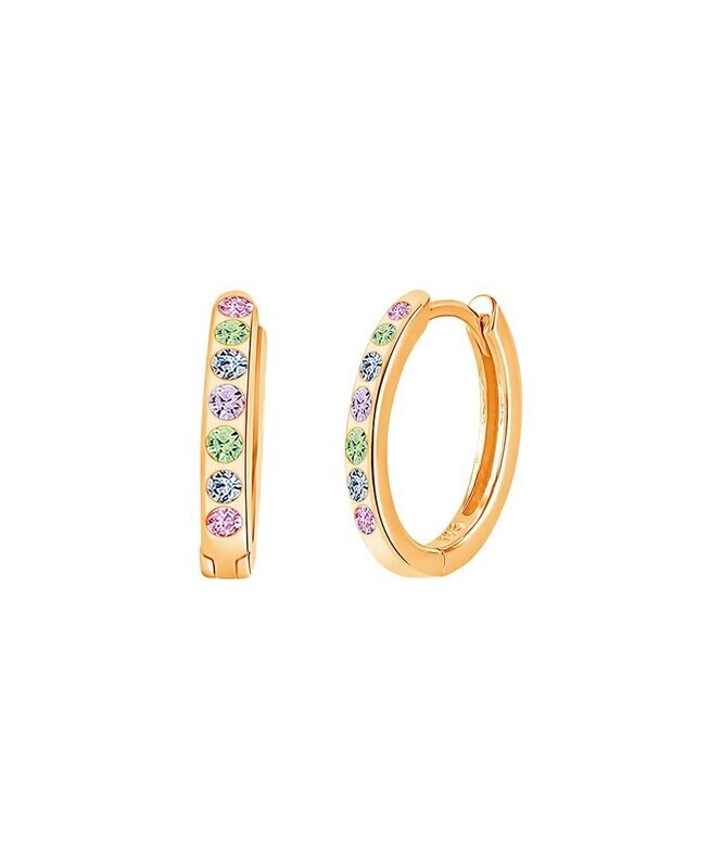 Goldtone & Pink Huggie Earrings
