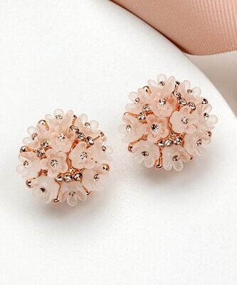 Crystal & Rose Goldtone Floral Cluster Stud Earrings
