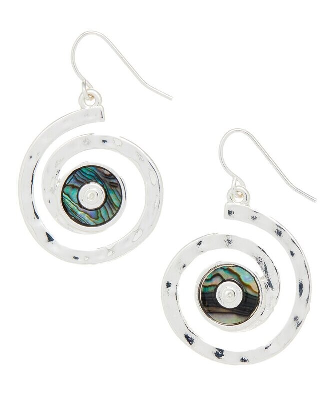 Silvertone & Abalone Celtic Spiral Drop Earrings