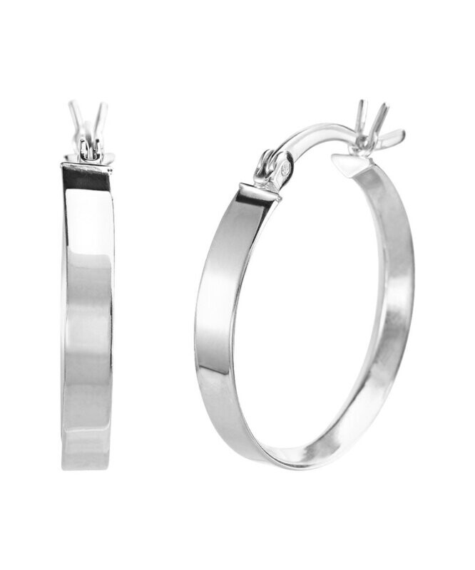 Silvertone Polished Hoop Earrings