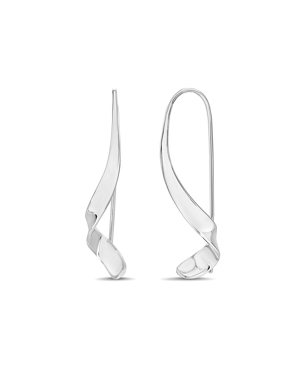 Silvertone Oval Threader Earrings