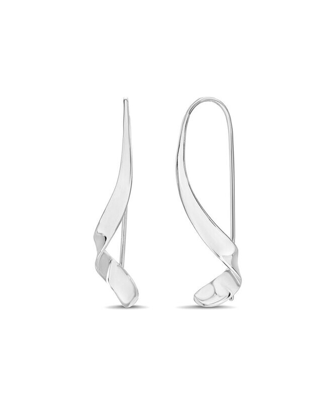 Silvertone Oval Threader Earrings