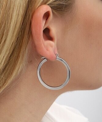 Silvertone Flat Hoop Earrings