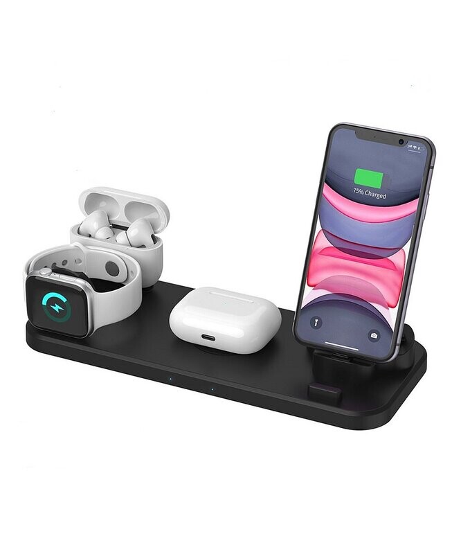 Black 6-in-1 Wireless Charging Station
