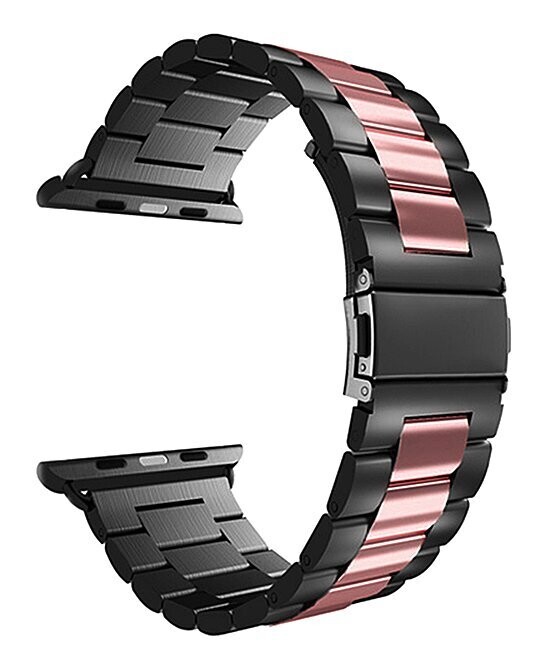 Black & Pink Stainless Steel Smart Watch Band