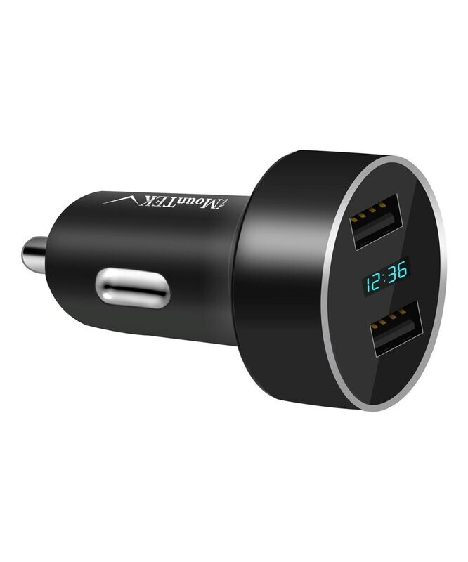Black LCD Display Dual-USB Car Charger