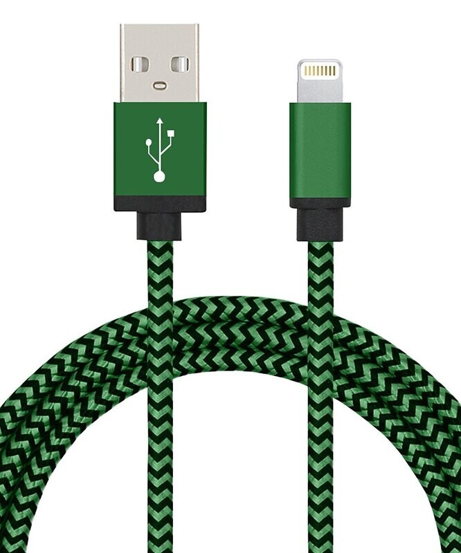 Green Nylon Braided Lightning Cable