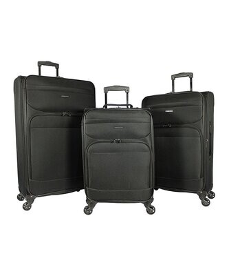 Black Lisbon Expandable Three-Piece Roller Luggage Set