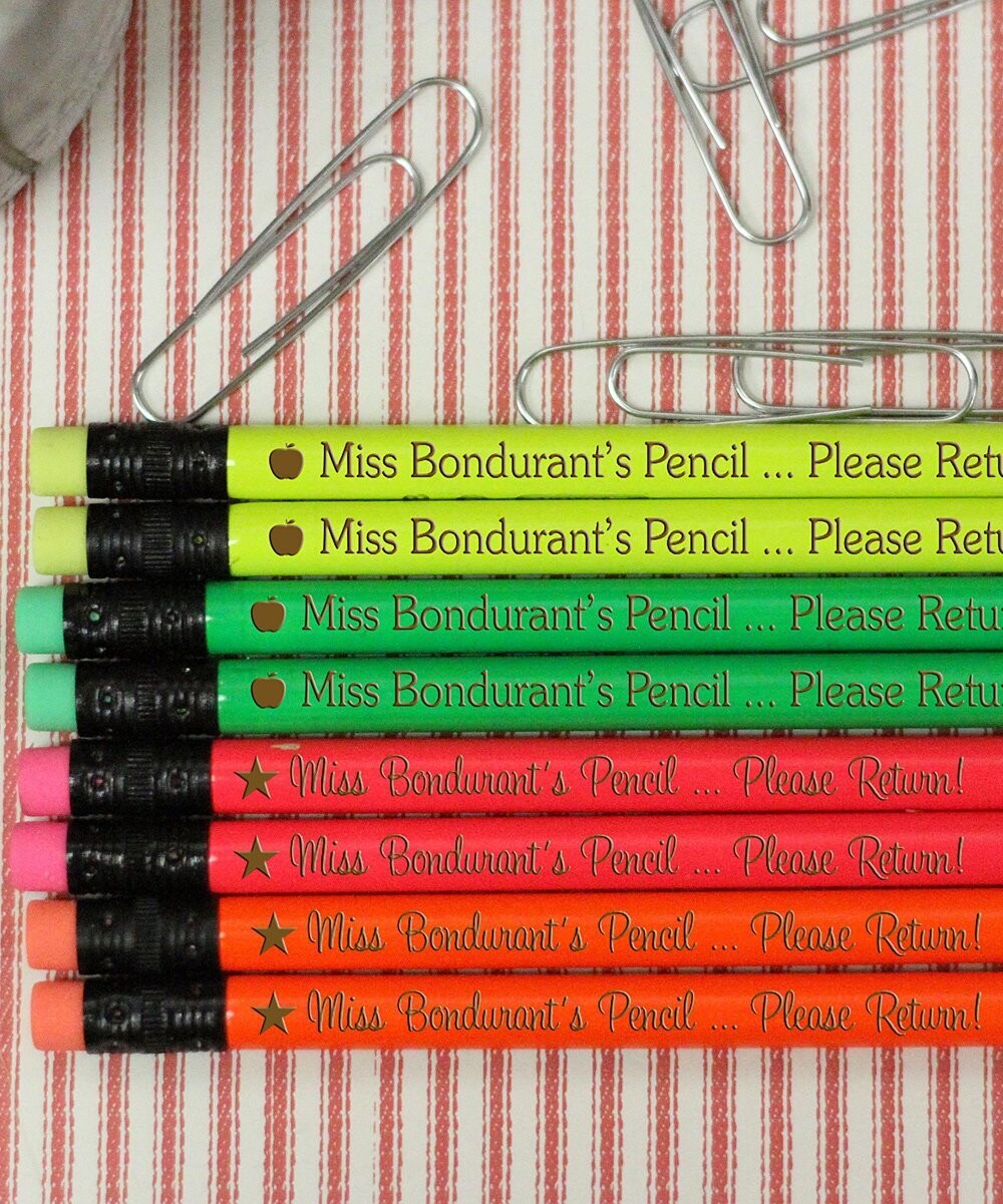 Neon 'Please Return' Personalized Pencil - Set of Eight