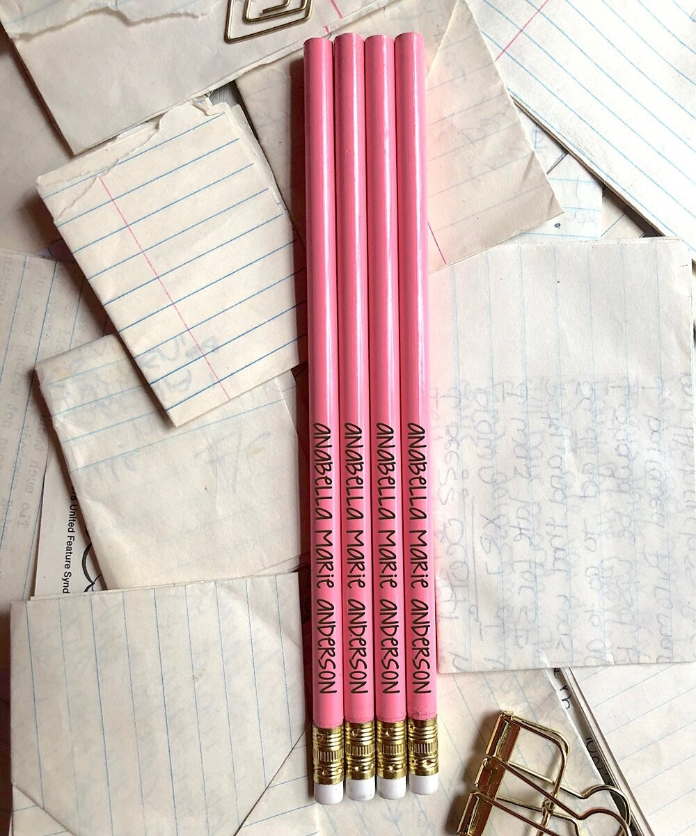 Pink Personalized Pencil - Set of Four Pink Personalized Pencil - Set of Four