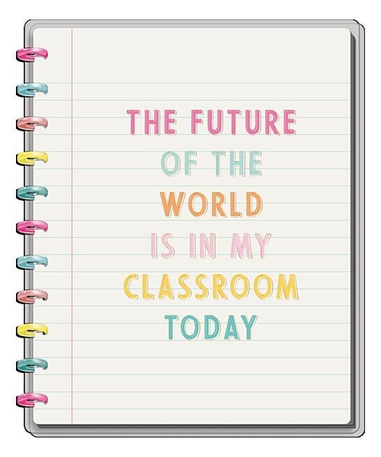White & Pink Big Disc 'Future of the World' Educational Notebook