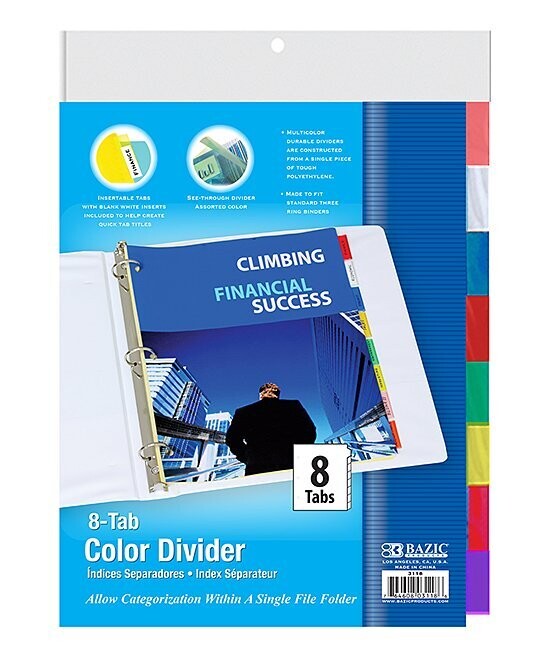 Three-Ring Binder Divider Tab - Set of Six
