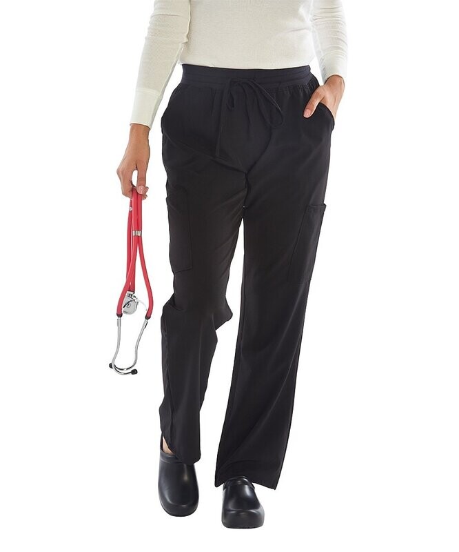 Black Pocket Stretch Scrub Pants - Women