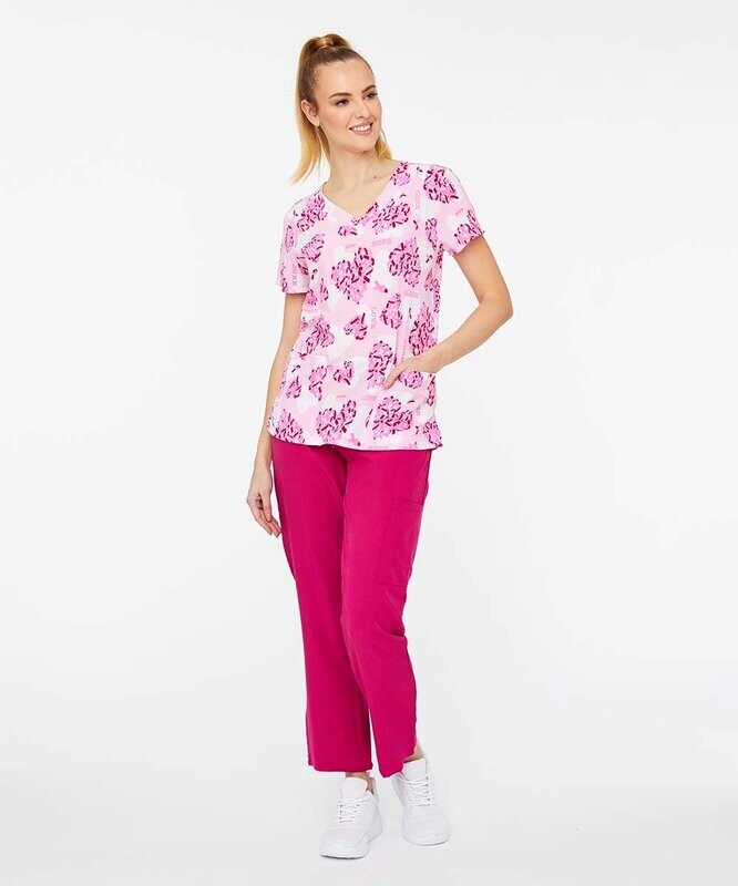 Pink Ribbon & Hearts V-Neck Scrub Top & Scrub Pants - Women