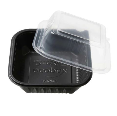 Ecopax 1 Compartment Tray with Lid, 6 Ecopax 1 Compartment Tray with Lid, 6" x 6" x 3.25", Black, 320 ct