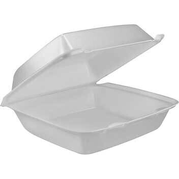 Dart Foam Container, 8 Dart Foam Container, 8"W x 8"L, White, 200 ct