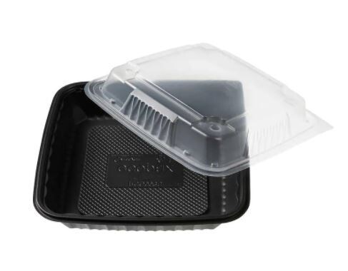 Ecopax 1 Compartment Tray with Lid, 9 Ecopax 1 Compartment Tray with Lid, 9" x 9" x 3", Black, 150 ct