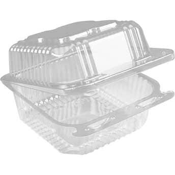 Durable Packaging Plastic Container, 6"W x 6"L, Clear, 500 ct