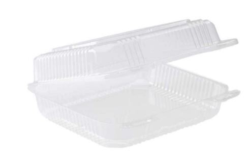 Durable Packaging Plastic Container, 8"W x 8"L, Clear, 250 ct