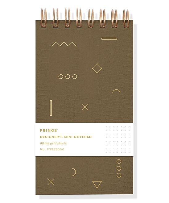 Brown & Goldtone Designer's Mini Spiral Notepad