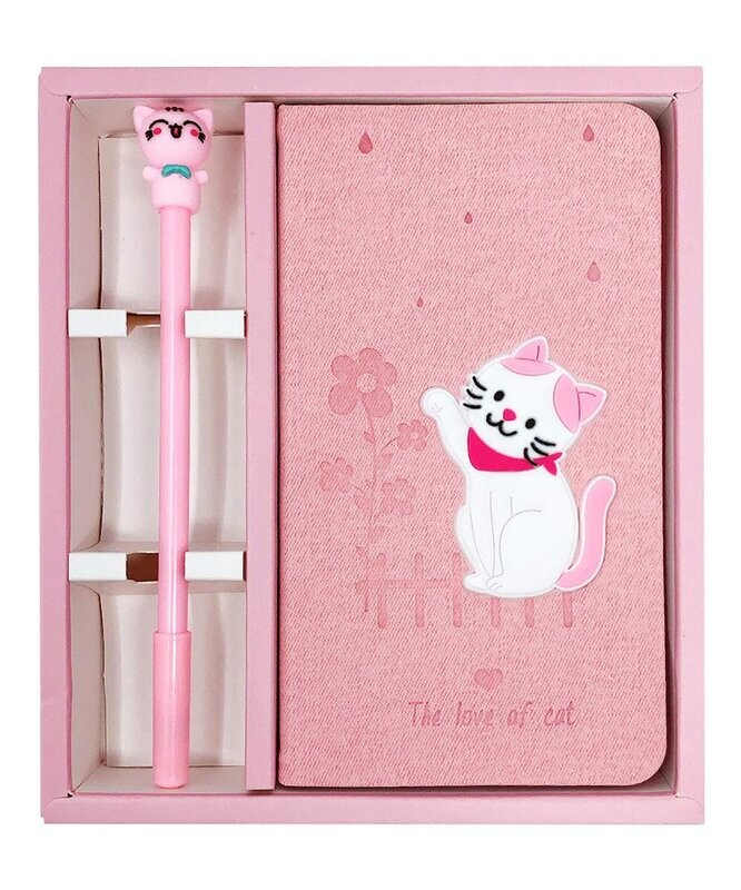 Pink 'The Love Of Cat' Cat Notebook & Pen