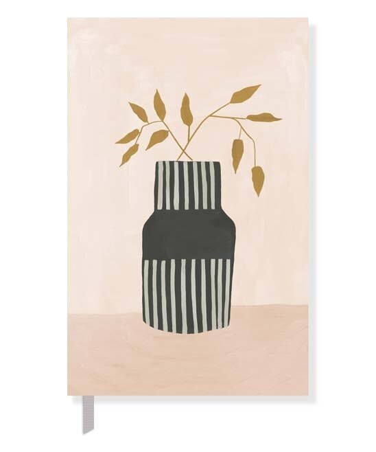 Beige & Black Vase Ribbon Notebook