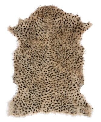 Tan Leopard Goat Fur Rug
