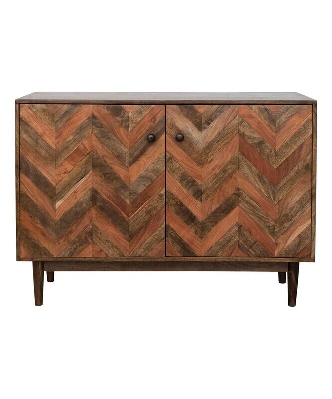 Brown Chevron Mango Wood Console Table