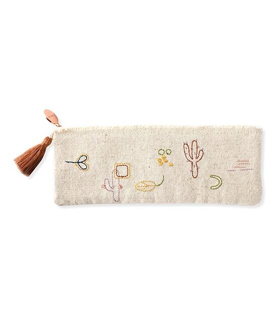 Cactus Stitched Canvas Pencil Case