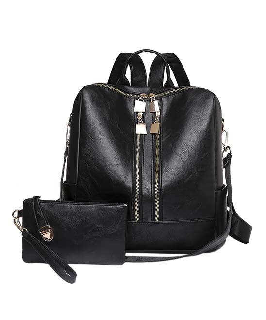 Black Convertible Backpack & Wristlet