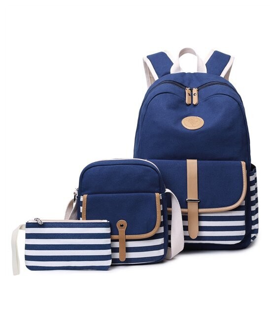 Blue Stripe Backpack Set