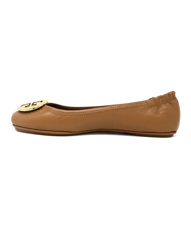Brown & Goldtone Minnie Leather Ballet Flat - Women